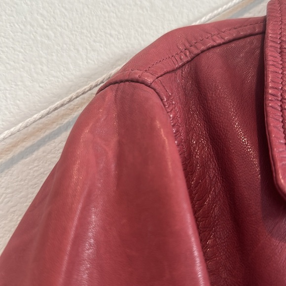 J.Crew Collection Red Washed Genuine Leather Moto Motorcycle Jacket M - Picture 12 of 12